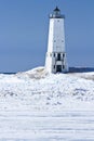 Frankfort Lighthouse in ice Royalty Free Stock Photo