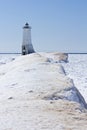 Frankfort Lighthouse in ice Royalty Free Stock Photo