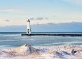 Frankfort, Michigan Lighthouse in Winter Royalty Free Stock Photo