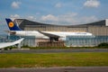 05/26/2019. Frankfurt Airport, Germany. Airbus by Lufthansa Technik maintenance hangar.
