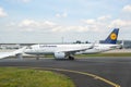 05/26/2019 Frankfurt Airport, Germany. Airbus A320 neo, new. Operated by Fraport and serves as the main hub for Lufthansa. Royalty Free Stock Photo