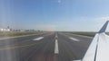 Frankfurt airport runway view from plane on the ground Royalty Free Stock Photo