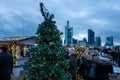 Frankfurt Christmas Market with Skyline in background