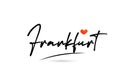 Frankfurt city text with red love heart design. Typography handwritten design icon