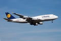 Lufthansa Boeing 747-400 D-ABVH passenger plane landing at Frankfurt Airport Royalty Free Stock Photo