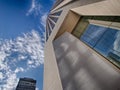 Frankfurt, Germany - August 16: Wide angle view on the Opernturm with BHF Bank in background on August 16, 2014 in Royalty Free Stock Photo