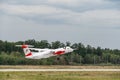Frankfurt Germany 11.08.19 Austrian Airlines De Havilland Canada Dash 8-400 OE-LGL plane departure Fraport Airport