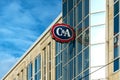 C&A logo on C&A store. C&A is an international chain of fashion retail clothing stores