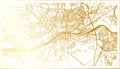 Frankfurt Germany City Map in Retro Style in Golden Color. Outline Map