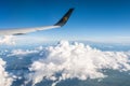 Frankfurt Germany 18.11.19 Condor Air wing of airplane in the sky winglet blue sky clouds