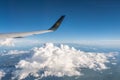 Frankfurt Germany 18.11.19 Condor Air wing of airplane in the sky winglet blue sky clouds