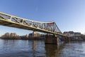 Eiserner Steg, famous iron footbridge crosses river Main in Frankfurt Royalty Free Stock Photo