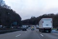 Frankfurt,Germany,December-23-2019: Germany`s no speed limit broad lane highway where motor vehicles could ride at their highest