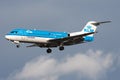 KLM Cityhopper Fokker 70 PH-KZW passenger plane landing at Frankfurt Airport Royalty Free Stock Photo