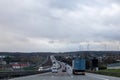 Frankfurt,Germany,December-23-2019: Germany`s no speed limit broad lane highway where motor vehicles could ride at their highest