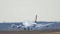 FRANKFURT, GERMANY - FEB 28th, 2015: The Lufthansa Boeing 747 - MSN 26427 - D-ABVN, named Dortmund landing at Frankfurt Royalty Free Stock Photo