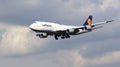 FRANKFURT, GERMANY - FEB 28th, 2015: The Lufthansa Boeing 747 - MSN 37829 - D-ABYD, named Mecklenburg-Vorpommern landing Royalty Free Stock Photo