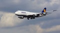 FRANKFURT, GERMANY - FEB 28th, 2015: The Lufthansa Boeing 747 - MSN 37829 - D-ABYD, named Mecklenburg-Vorpommern landing Royalty Free Stock Photo