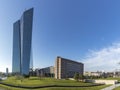 panoramic view to hafenpark in ostend, frankfurt am Main, Germany with new building of ECB Royalty Free Stock Photo