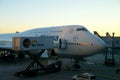 FRANKFURT, GERMANY - JAN 20th, 2017: Boeing 747-8 of Lufthansa parked at the gate, ready for boarding. Lufthansa is a Royalty Free Stock Photo