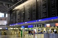 Frankfurt, Germany - January 2022: black scoreboard, schedule of aircraft flights on electronic scoreboard, travelling covid-19