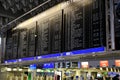 Frankfurt, Germany - January 2022: black scoreboard, schedule of aircraft flights on electronic scoreboard, travelling covid-19