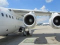 FRANKFURT, GERMANY - Jul 11, 2011: Engines of an Avro RJ100 / BAe 146 Royalty Free Stock Photo