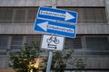 Frankfurt, Germany - July 23 2019: Oneway signs on the streets of Frankfurt.