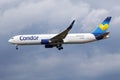 Condor Flugdienst passenger plane at airport. Schedule flight travel. Aviation and aircraft. Air transport. Global international