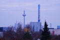 Heddernheim waste incineration plant and television tower, Frankfurt, Germany