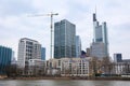 Frankfurt central business district on Main river, Is one of the major financial hubs in Royalty Free Stock Photo