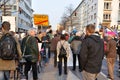 FRANKFURT, GERMANY - MARCH 18, 2015: Crowds of protesters, Demon