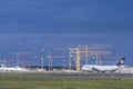 Parking Lufthansa aircraft at Rhein-Main airport due to Corona shutdown Royalty Free Stock Photo