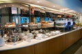 FRANKFURT, GERMANY - 11 NOV 2017: Buffet with hot and cold dishes in the airport frequent flyer business lounge at Royalty Free Stock Photo