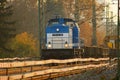 V 100-SP-001 pulls a construction train through the Main-Weser-Bahn construction site in Frankfurt.