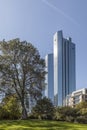 twin towers Deutsche Bank I and II in Frankfurt Royalty Free Stock Photo