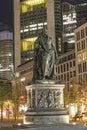 Statue of poet Johann Wolfgang von Goethe in Frankfurt, Germany by night Royalty Free Stock Photo