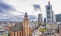 FRANKFURT, GERMANY - OCTOBER 31, 2013: Aerial view of main square at dusk. Frankfurt attracts 5 million visitors every year Royalty Free Stock Photo