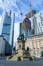 Frankfurt, Germany - October 13, 2023: Johannes Gutenberg Monument at Rossmarkt Square