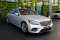 FRANKFURT, GERMANY - SEP 10, 2019: New Mercedes-Benz S-Class S560 e plug-in hybrid car model showcased at the Frankfurt IAA Motor Royalty Free Stock Photo