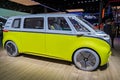 FRANKFURT, GERMANY - SEP 11, 2019: Volkswagen ID Buzz electric mini van showcased at the Frankfurt IAA Motor Show 2019