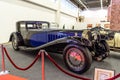FRANKFURT, GERMANY - SEPT 2019: black dark blue BUGATTI ROYALE TYPE 41 coupe 1927 1933, IAA International Motor Show Auto