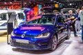 FRANKFURT, GERMANY - SEPT 2019: blue VOLKSWAGEN VW GOLF VARIANT estate wagon combi family car, IAA International Motor Show Auto