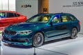 FRANKFURT, GERMANY - SEPT 2019: green emerald BMW ALPINA B5 BI-TURBO TOURING ALLROAD G31, IAA International Motor Show Auto