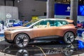 FRANKFURT, GERMANY - SEPT 2019: pink sand BMW INEXT CONCEPT electric car, IAA International Motor Show Auto Exhibtion