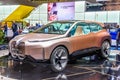 FRANKFURT, GERMANY - SEPT 2019: pink sand BMW INEXT CONCEPT electric car, IAA International Motor Show Auto Exhibtion