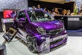 FRANKFURT, GERMANY - SEPT 2019: purple violet MERCEDES-BENZ SMART FORTWO BRABUS ULTIMATE E C453 2014, IAA International Motor Show