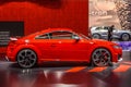 FRANKFURT, GERMANY - SEPT 2019: red AUDI TT FV 8S coupe roadster, IAA International Motor Show Auto Exhibtion