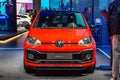 FRANKFURT, GERMANY - SEPT 2019: red VOLKSWAGEN VW UP GTI hatchback, IAA International Motor Show Auto Exhibtion