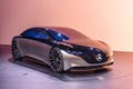 FRANKFURT, GERMANY - SEPT 2019: silver black MERCEDES BENZ VISION EQS luxury electric concept car, IAA International Motor Show Royalty Free Stock Photo